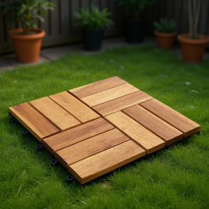 Baldosas de Madera de Acacia de 11.8x11.8 Pulgadas, Pisos Exteriores Encastrables, Paneles Cuadrados de Madera Duradera, Diseño Rústico - Product Image 2