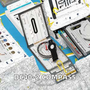 Boussole nautique pliable DC40-2 avec base en acrylique, remplie d'huile, règle de mesure de carte, étanche et antichoc pour la randonnée - Product Image 2