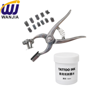 Encre de tatouage noire WANJIA pour marquage vétérinaire des animaux, compatible avec les pinces à tatouer, machine à tatouer les oreilles de lapin et de chien, usage en élevage porcin