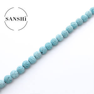 Perles rondes en pierre volcanique de lave de couleur personnalisée en gros pour le modèle de bijoux de femmes de bricolage BJ101 (origine du Zhejiang) - Product Image 4