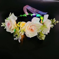 Serre-tête lumineux en forme de rose, couronne florale LED, guirlande lumineuse, accessoires pour cheveux pour mariage, anniversaire, décorations de festival