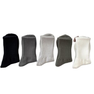 Pairs Crew Socks White Solid Color Sweat Absorbent Daily Casual Wear - Product Image 2