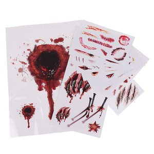 Nouveau Tatouage Corporel Temporaire Imperméable Décoratif pour Halloween : Autocollant Maquillage Créatif Effet Sang et Cicatrice de Zombie - Product Image 2