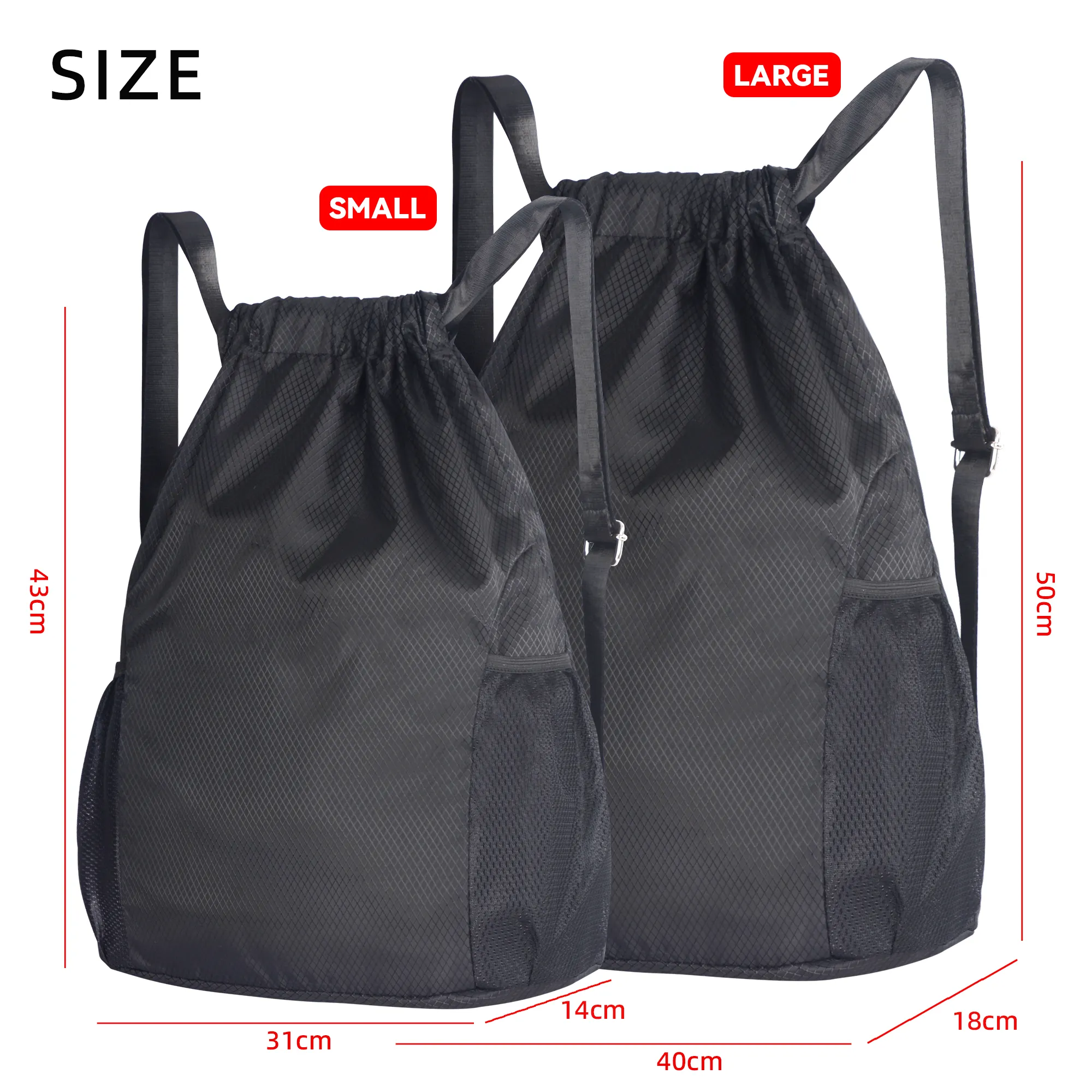 Waterproof Workout Travel Swimming Sports Drawstring Gym Backpack Bag with Zipper Pocket for Men Women