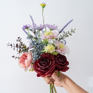 Bouquet de roses artificielles Dongli en tissu tissé plastique pour mariage et décoration intérieure CF02099 - Product Image 2
