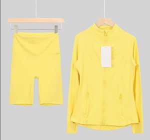 Ensemble de vêtements de yoga pour femmes <span class=keywords><strong>LULUS</strong></span>, 2 pièces, motif uni, veste de jogging avec pantalon évasé, fermeture élastique à la taille, tenue de fitness d'automne - Product Image 5