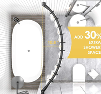 Tringle de Douche Courbée Ajustable en Acier Inoxydable - Tringle à Tension Anti-Rouille pour Salle de Bain