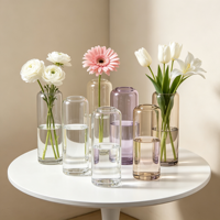 Vase en verre hydroponique cylindrique à petite ouverture, transparent, durable, artistique, fait main, pour décoration de mariage moderne et de maison