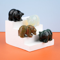 뜨거운 판매 39mm 1.5 인치 천연 준 보석 손 조각 낮은 머리 곰 귀여운 동물 장식 데스크탑 장식 공예