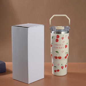 Gobelet isotherme Sweet Cherry 30 oz avec poignée et couvercle, bouteille d'eau réutilisable en acier inoxydable pour voiture et usage extérieur - Product Image 2