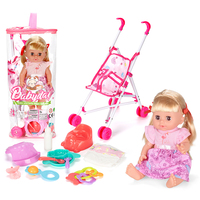 Poupée Bébé Mignonne de 14 Pouces avec 12 Sons, qui Boit et Fait Pipi, Ensemble d'Accessoires pour Poussette, Jouets d'Imitation pour Enfants Filles