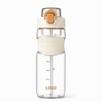 Bouteille d'eau infuseur de fruits Tritan sans BPA de 750 ml avec double couvercle, paille et verrou de sécurité pour la gym, les voyages et l'extérieur