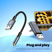 Adaptateur audio USB avec prise jack pour carte son externe de 0,65 pieds, convertisseur stéréo auxiliaire 3,5 mm, casque, ordinateur portable, ordinateurs de bureau Linux