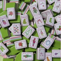 Set Ubin MERRY-ISH Kustom Baru, Ubin Mahjong Amerika Mewah untuk Hiburan, 4 Lapis, Ubin Mahjong Natal