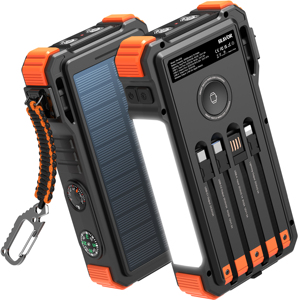 20000mAh double lampe de poche LED pour <span class=keywords><strong>Qi</strong></span> chargeur sans fil charge rapide Portable batterie externe solaire entrée Micro USB étanche - Product Image 1