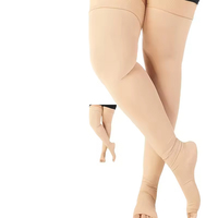 Bas de contention cuissardes à bout ouvert, anti-varices, avec bande supérieure en silicone, à compression graduée 20-30 mmHg, grande taille