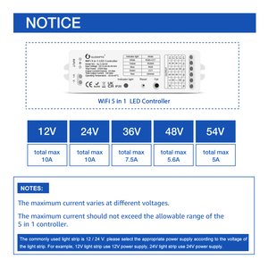 Controlador de tira de luces <span class=keywords><strong>LED</strong></span>, controlador <span class=keywords><strong>WiFi</strong></span> <span class=keywords><strong>5</strong></span> en <span class=keywords><strong>1</strong></span> DC12 ~ 54V Max10A, para tira de luces <span class=keywords><strong>LED</strong></span> de un solo Color CCT RGBW - Product Image 4