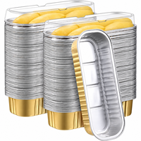 10 moules à pâtisserie jetables en aluminium, 200 ml, mini moules à gâteaux rectangulaires, contenants à cupcakes recyclables