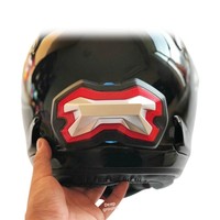 Casque de moto avec lumière d'avertissement ABS, signalisation de direction pour la conduite nocturne, recharge USB, LED sans fil