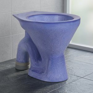Cuvette de toilettes en porcelaine Vitrosa, design européen, bicolore bleu et blanc rustique, avec siphon en S - Product Image 6