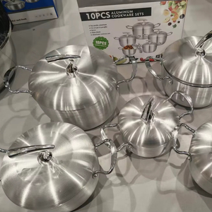 Ensemble de casseroles en aluminium rondes classiques, 5 tailles, de 16 cm à 24 cm, légères, pour cuisinière à <span class=keywords><strong>gaz</strong></span> - Product Image 1