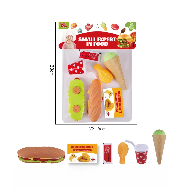 Giocattoli alimentari rimovibili Burger Combo e assortimento Set da gioco per alimenti per bambini Set da gioco per alimenti giocattoli da cucina