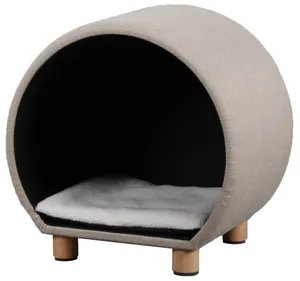 屋内猫用の木製の脚を備えた丸い折りたたみ式の木製の猫の巣のベッドの家