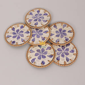 Vietnam Colorful <b>Hand</b>-Woven Round Rattan Shell Modern Style Eco-Friendly <b>Heat</b> Resistant Kitchen Placemats Coasters Cheap Price - Product Image 1