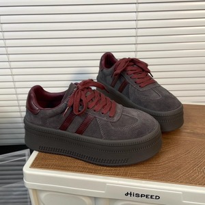 Nouvelles baskets rétro bicolores pour femmes Angola Red Fall Winter, en cuir mat, plateforme, semelle épaisse - Product Image 5