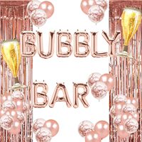 Décoration Rose Doré pour Brunch et Bulles, Bannière en Aluminium avec Logo pour Fête Nuptiale, Ensemble de Ballons en Latex pour Fête Florale, Je t'aime