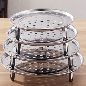 Bandeja de vapor de acero inoxidable con patas, apilable de 4 niveles, para cocinar pan y bollos al vapor, uso doméstico en la cocina. - Product Image 1