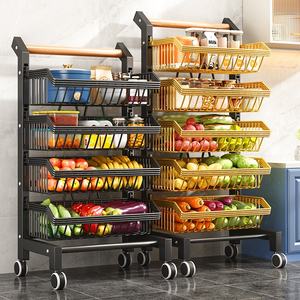 Multifunctional Metal Storage Rack for Kitchen Pot Storage 5-Layer Mobile <strong>Trolley</strong> with Sustainable Design - Product Image 1