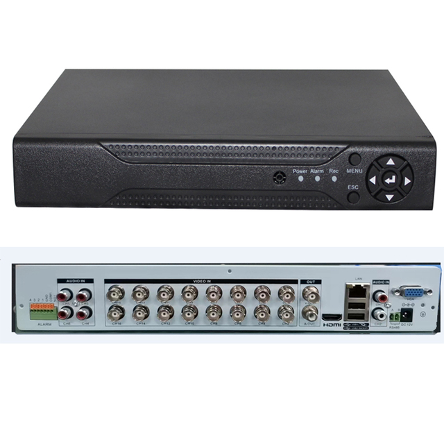 Hybrid DVR XVR for AHD CVI TVI CVBS Analog and  IP Cameras Input 16 Channel 5MP DVR with 6ch Audio and 4ch Alarm Inputs