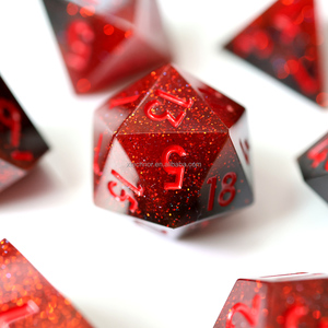 Jeu de 7 dés polyédriques en résine fait à la main DND Game Dice pour donjons et dragons TTRPG Games-Scarlet <span class=keywords><strong>Magic</strong></span> - Product Image 2