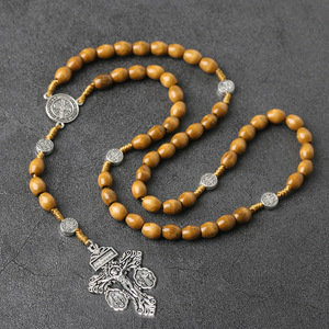 [En Stock] Collier Chapelet Croix Catholique Christianisme Pendentif Pardon 8*10mm Souvenir de Pâques Rédemption Bijoux Pardon Vente en Gros - Product Image 4