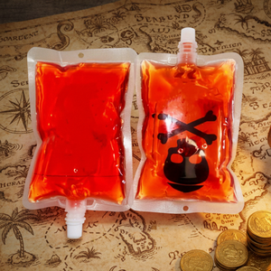 Emballage de boisson énergétique de style vampire personnalisé respectueux de l'environnement, sachet de boisson de type sac de sang d'Halloween avec bec verseur - Product Image 1