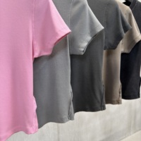 Tank Top Wanita V-Neck Kecil Lengan Pendek Spandex/Katun Elastisitas Tinggi Bernapas Ramah Lingkungan Gaya Manis Kasual Musim Panas
