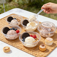 Contenants ronds jetables en PET transparent à paroi simple, personnalisables avec logo, pour vente en gros – Idéaux pour gâteaux, salades, desserts et bols d'açaï
