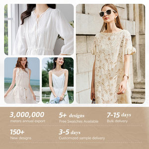 Desain populer RX7052 kain jaring katun Stereo Cording bordir pola bunga matahari kain renda bordir untuk kemeja dan gaun - Product Image 6