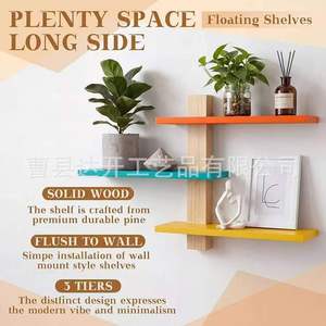Colorful Wooden Wall Mounted <b>Shelf</b> 4 Layers Floating Storage Rack For Home Living Room <b>Bedroom</b> Decor Display - Product Image 4