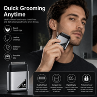 Mini rasoir électrique professionnel pour homme à double grille avec affichage numérique et chargement Type-C