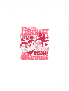 T-shirt per la consapevolezza sulla salute del cuore, da donna, a maniche corte, girocollo, casual, in cotone, stampata, per la prevenzione delle malattie cardiache a febbraio - Product Image 1