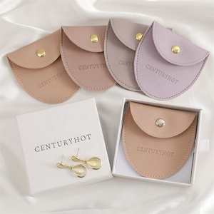 PUPPYSEW 8*8cm PU <b>Leather</b> Jewelry Pouch Bag Handmade Ring <b>Bracelet</b> Necklace Packing Bag Jewelry <b>Leather</b> Pouch Bag With Logo - Product Image 4