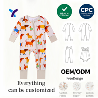 Combinaison bébé garçon en viscose de bambou respirante, personnalisable CPC/REACH OEM ODM, double fermeture éclair, unie, pour l'automne