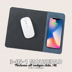 Bestseller 2025 <span class=keywords><strong>3</strong></span>-in-1 15W kabelloses Schnelllade-PU-Leder-Mouse pad für Werbe-und Geschäfts geschenke - Product Image 3