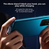 Cable de datos transparente trenzado plano en ángulo de 100W con carga rápida compatible con PD y SuperCharge USB-C de 66W