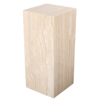 Mesa Auxiliar de Piedra Natural para Decoración de Sala de Estar, Cubo de Mármol Beige, Columna Cuadrada, Base de Travertino