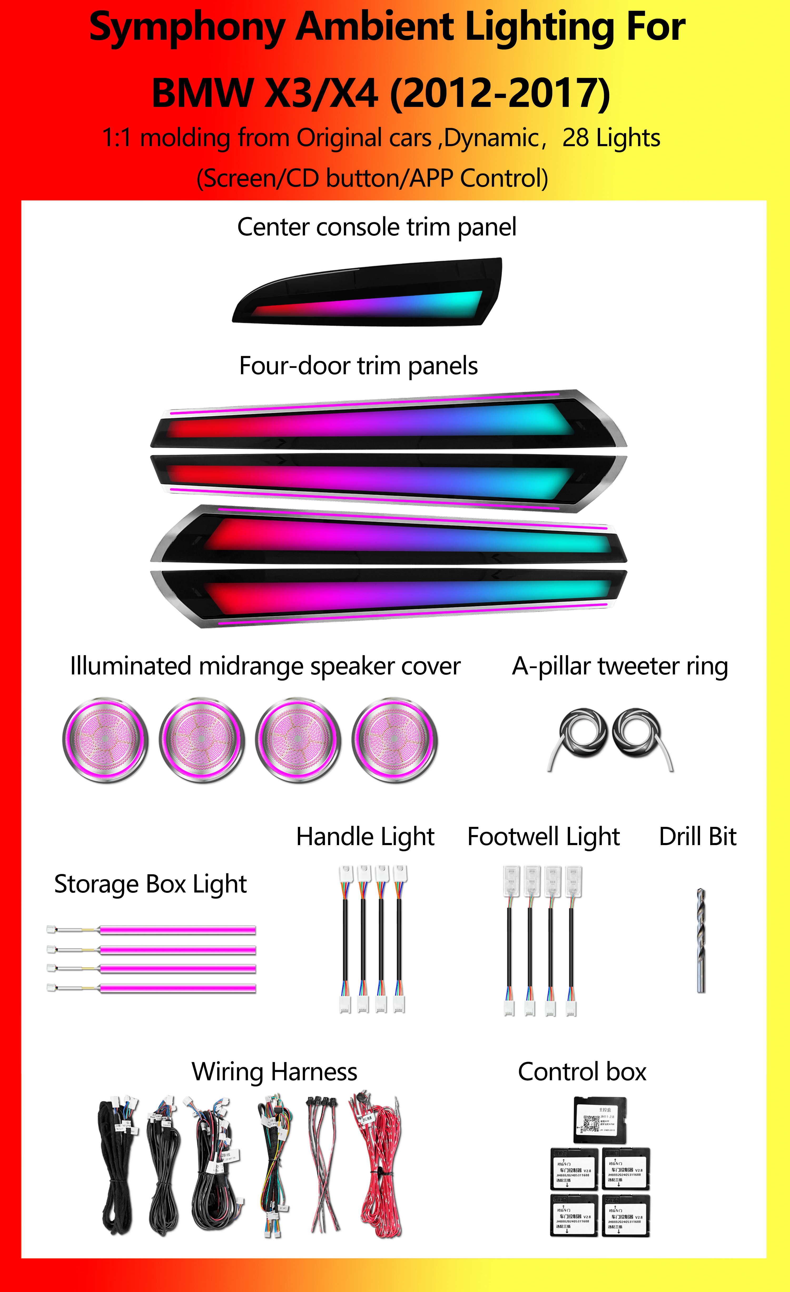 BMW X3/X4 Symphonie Dynamique 28 Lumières