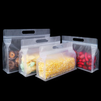 Gratis sample, geen minimale afname, voorraad voor winkels, gedroogd fruit, granen, zijdelings gesealde transparante staande achthoekige zak met handvat