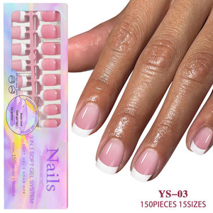 Venta al por mayor de fábrica Nail Art Salon 150PCS Capa preaplicada e imprimación de Punta Pre-Made Short Medium French Soft Gel Tips Press en las <span class=keywords><strong>uñas</strong></span> - Product Image 3